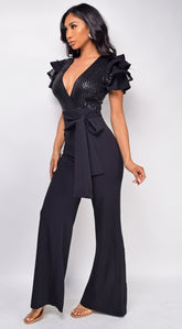 Laila Black Sequin Jumpsuit